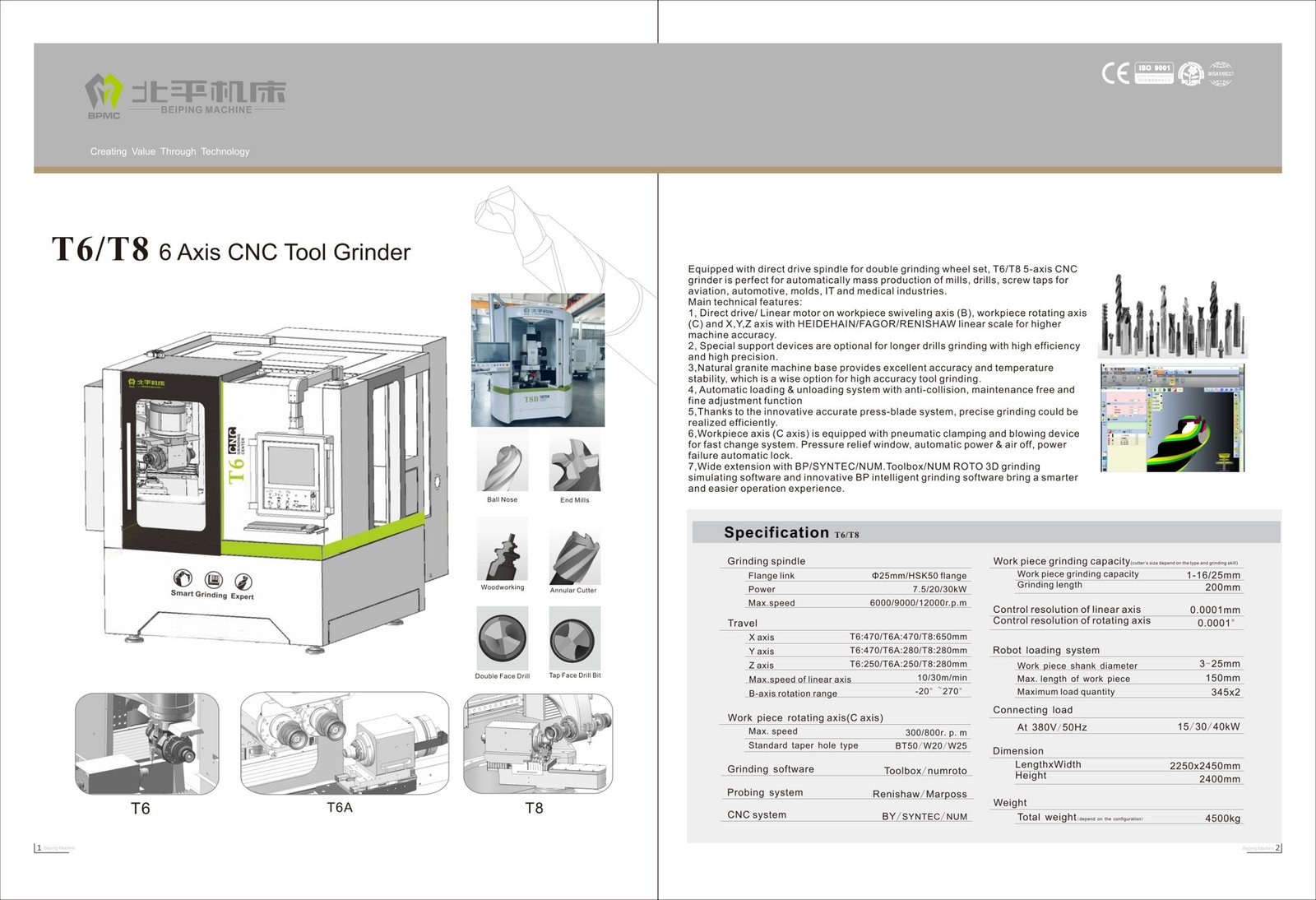 Masini de rectificat CNC BPMC · T6 / T8 — fisa tehnica a producatorului