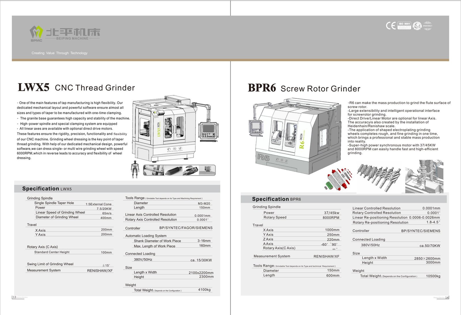 Masini de rectificat CNC BPMC · BPR6 — fisa tehnica a producatorului