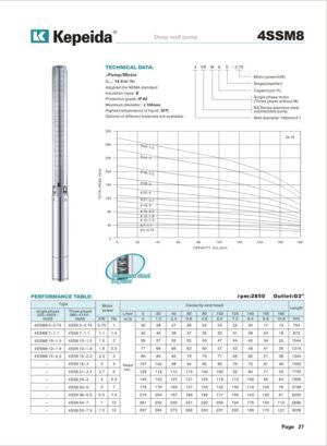 Pompe submersibile pentru puturi Kepeida · 4SSM8